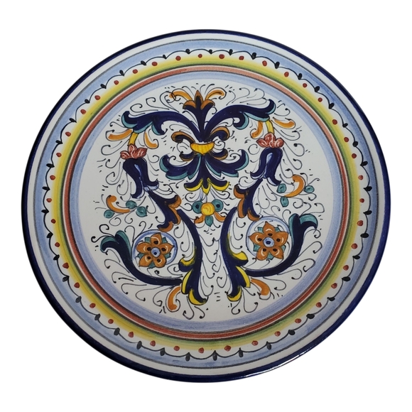 Deruta Dipinto A Mano Plate Wall Plaque Decor  8" Italian Ricco Fleur-de-lis - Picture 1 of 11